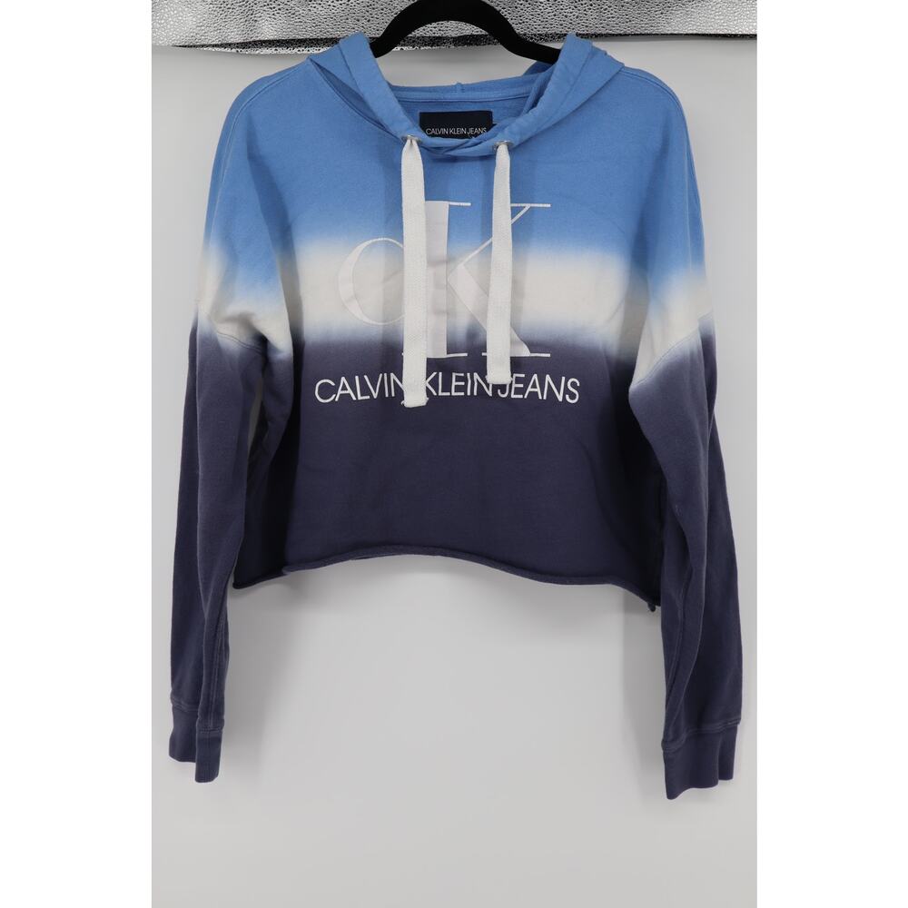 Calvin Klein Jeans Blue Tie Dye Block Hoodie Ombre Size S Women's